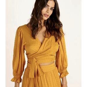 Auguste The Label Frida Ocher Mustard Crop Blouse Size US 14